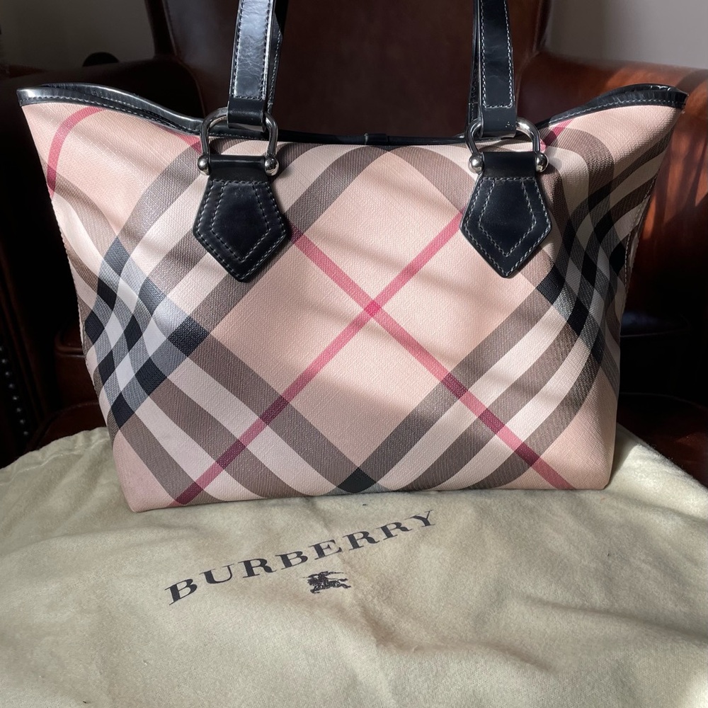 Burberry Pink and Black Checkered Tote